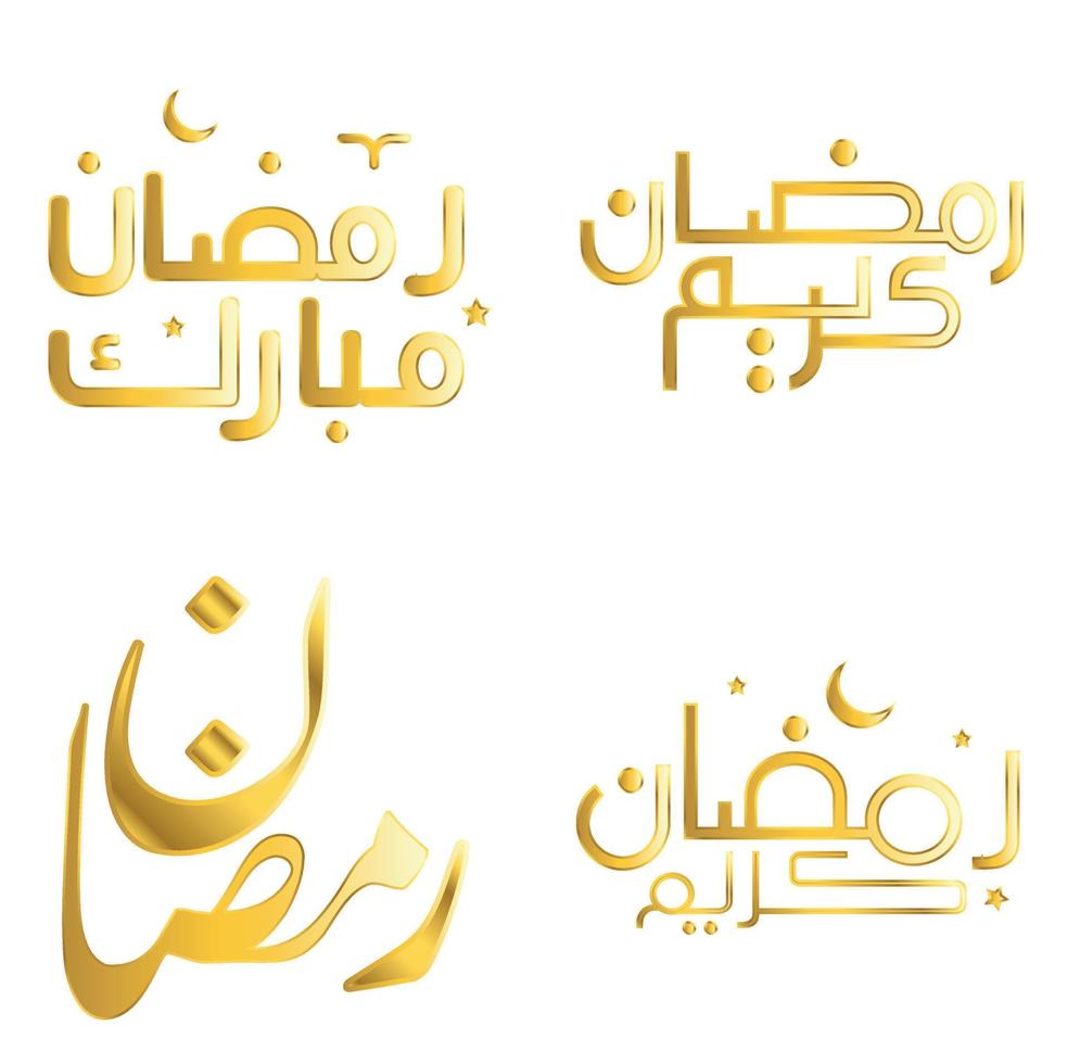 Celebrate Ramadan Kareem with Islamic Golden Calligraphy Vector Illustration.