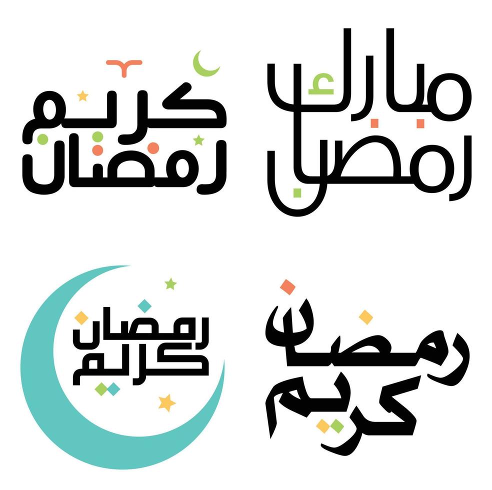 Celebrate Holy Month of Fasting with Black Ramadan Kareem Vector Illustration in Arabic.