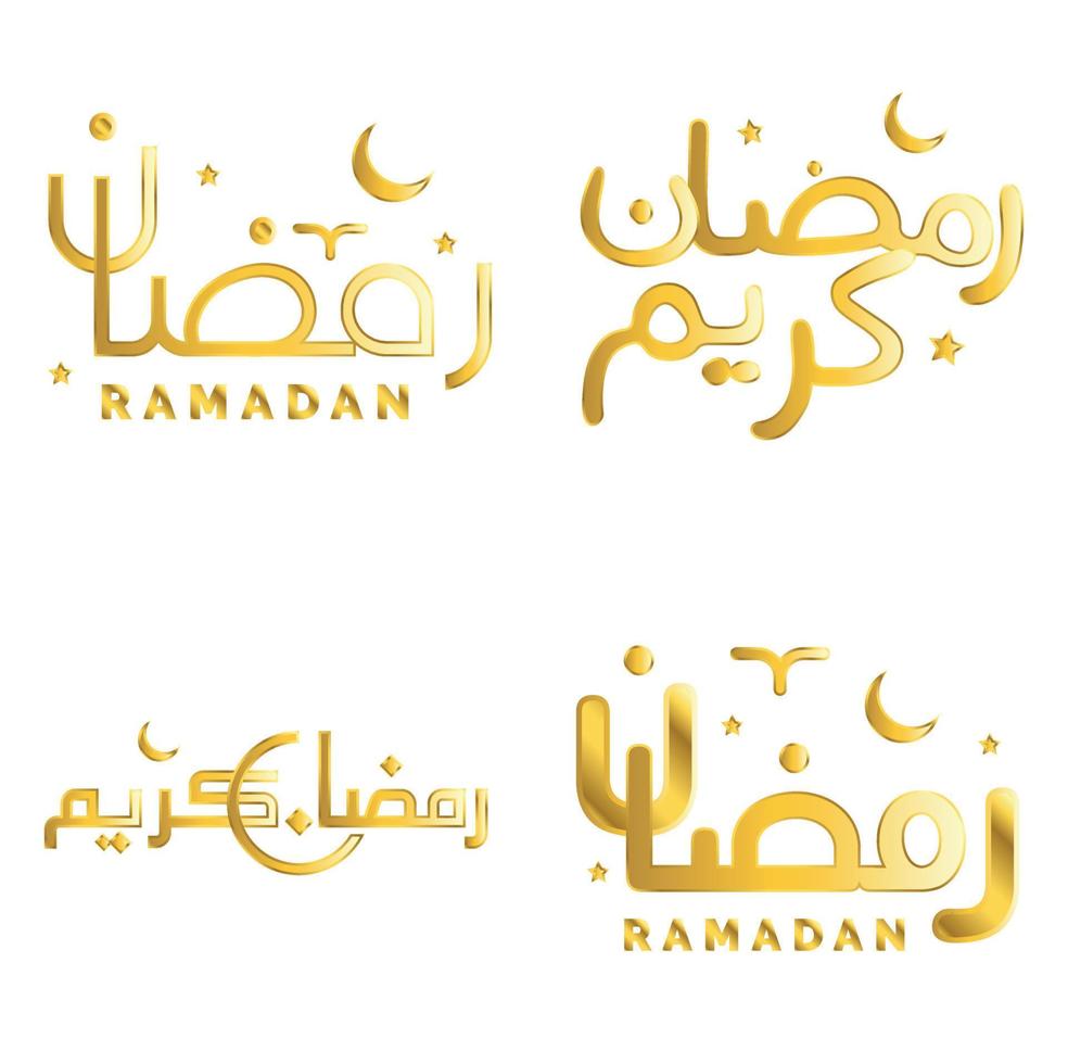 Vector Illustration of Golden Ramadan Kareem Calligraphy for Muslim Celebrations.