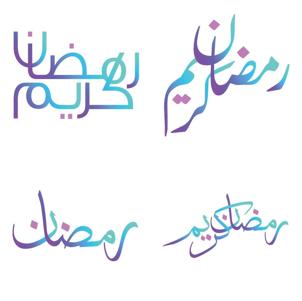 Vector Illustration of Gradient Ramadan Kareem Arabic Calligraphy for Muslim Greetings.
