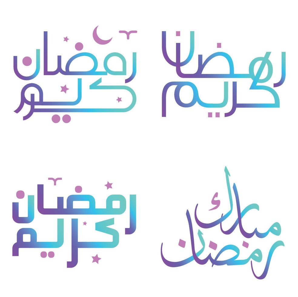 Gradient Ramadan Kareem Vector Illustration with Arabic Calligraphy.