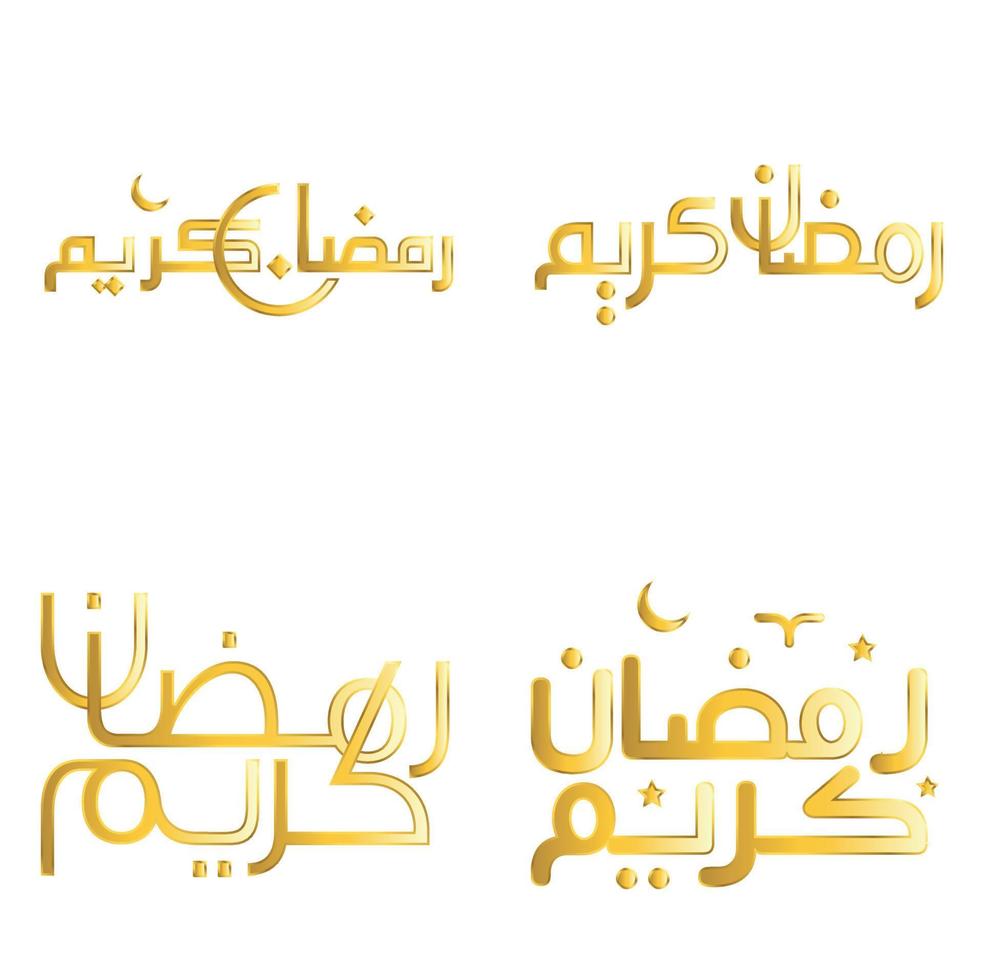 Vector Illustration of Golden Ramadan Kareem Wishes for Muslim Celebrations.
