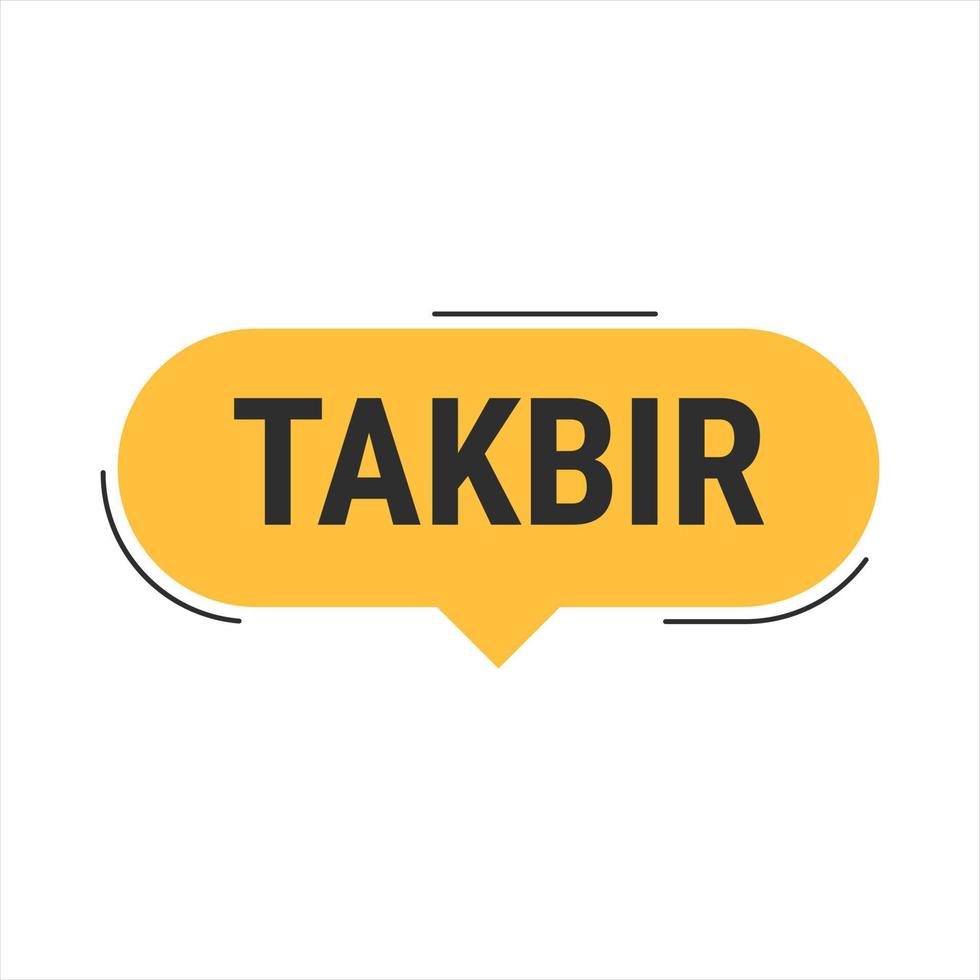 Takbir Allahu Akbar Orange Vector Callout Banner with Call to Prayer for Ramadan
