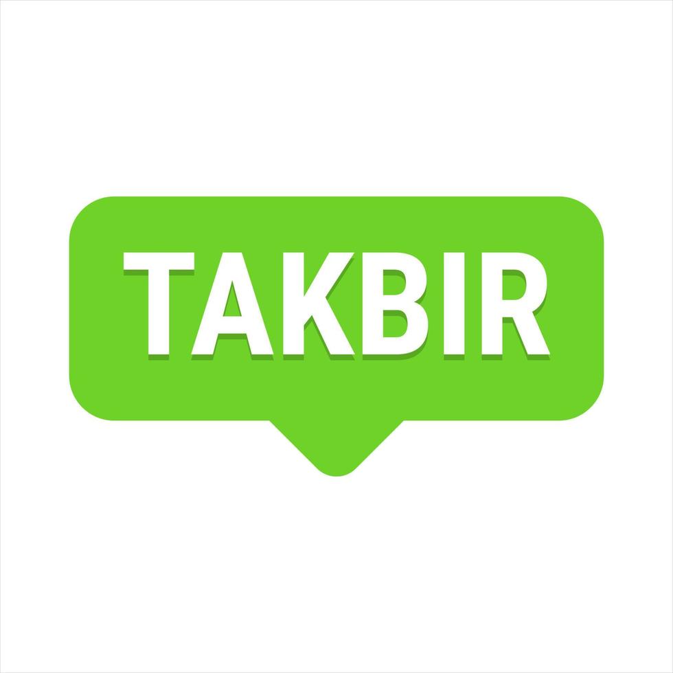 Takbir Allahu Akbar Green Vector Callout Banner with Call to Prayer for Ramadan