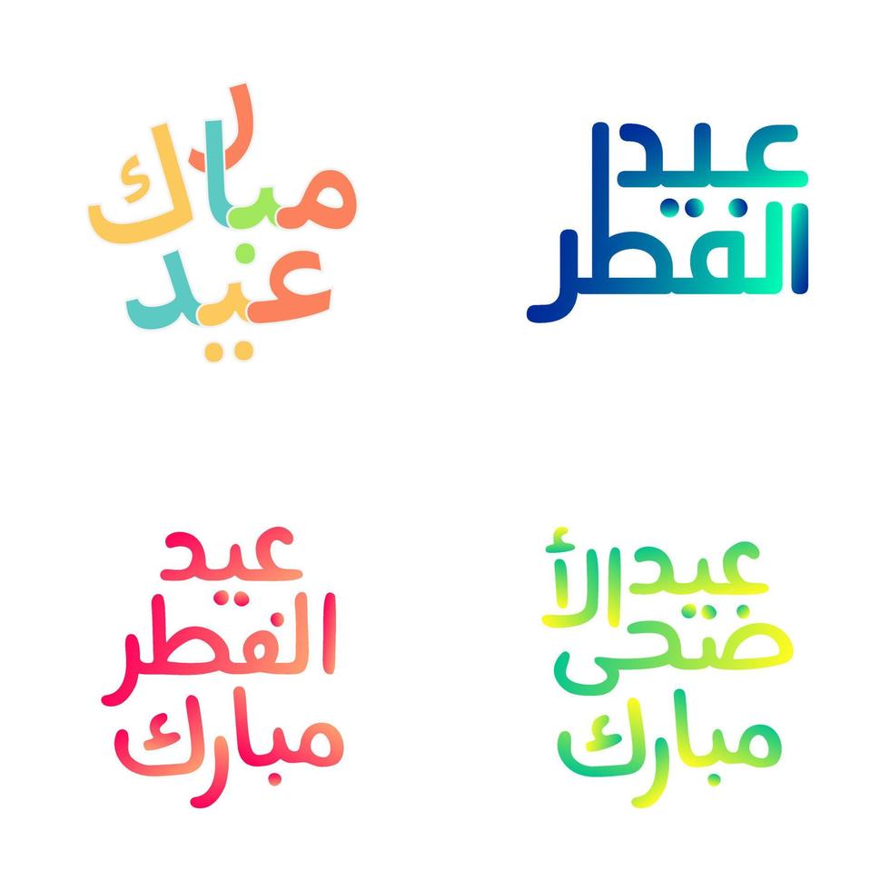 Contemporary Eid Mubarak Typography Set in Vector Format