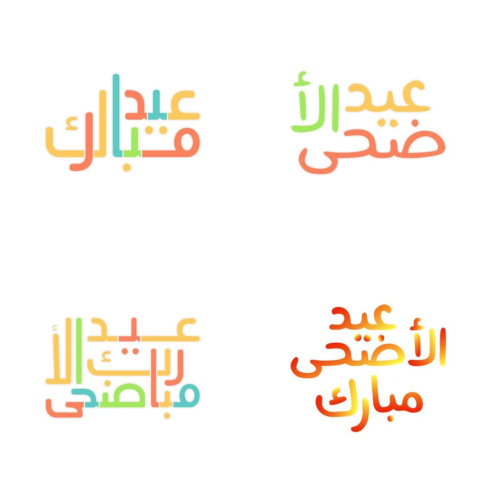 eid Mubarak saludo tarjeta con vistoso Arábica caligrafía vector