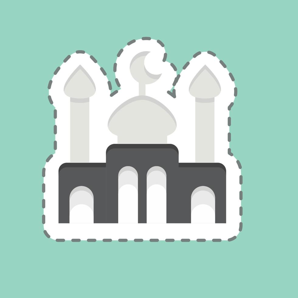 pegatina línea cortar mezquita. relacionado a eid Alabama adha símbolo. sencillo diseño editable. sencillo ilustración vector