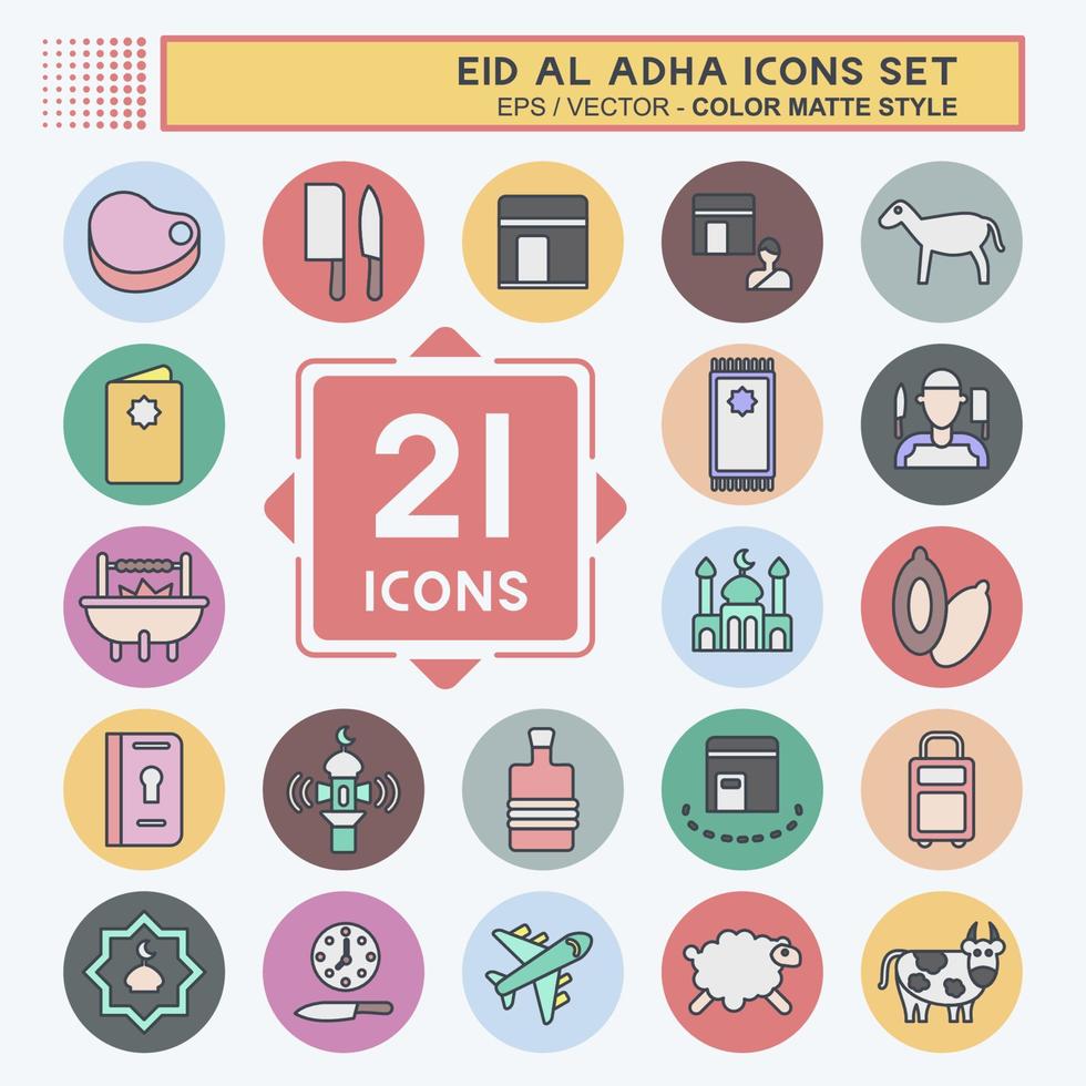 Icon Set Eid Al Adha. related to Islamic symbol. Color Mate Style. simple design editable. simple illustration vector