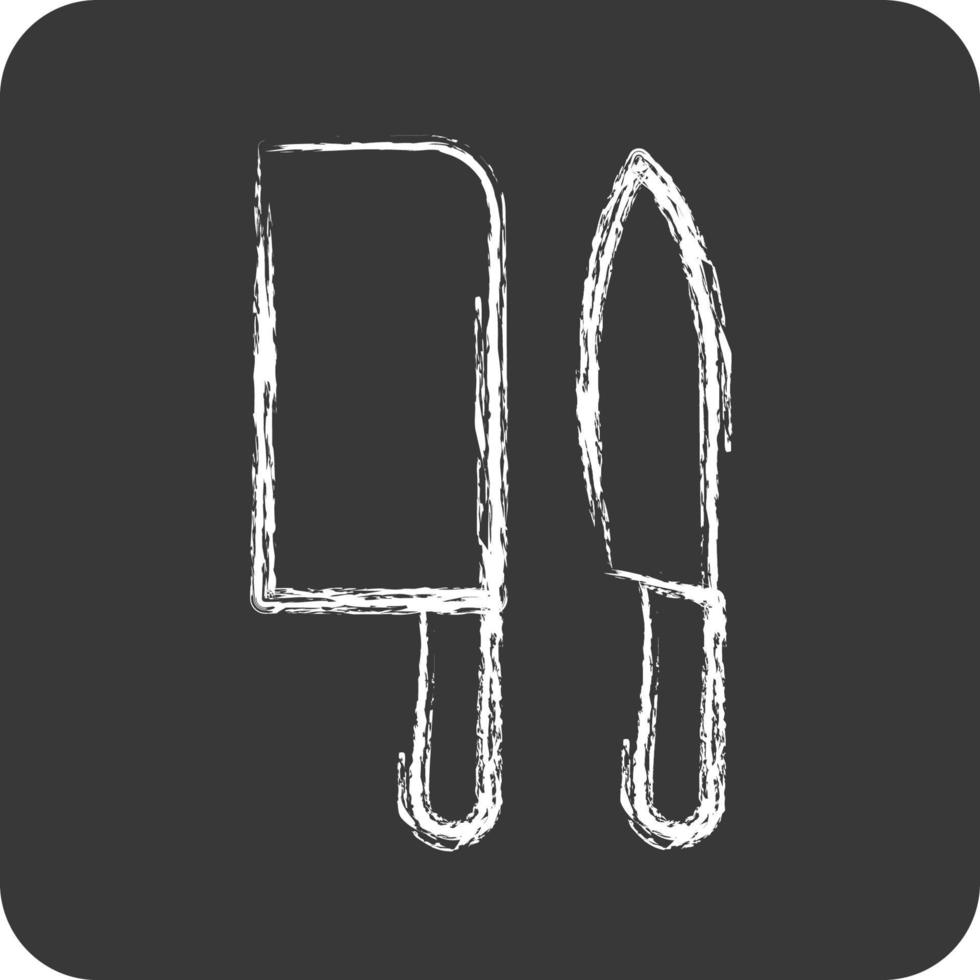 Icon Knives. related to Eid Al Adha symbol. Chalk Style. simple design editable. simple illustration vector