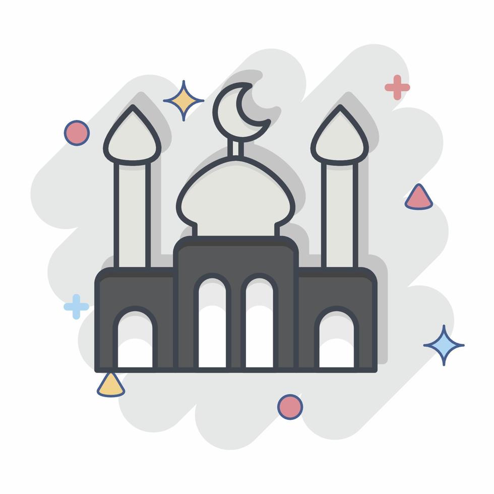 Icon Mosque. related to Eid Al Adha symbol. Comic Style. simple design editable. simple illustration vector