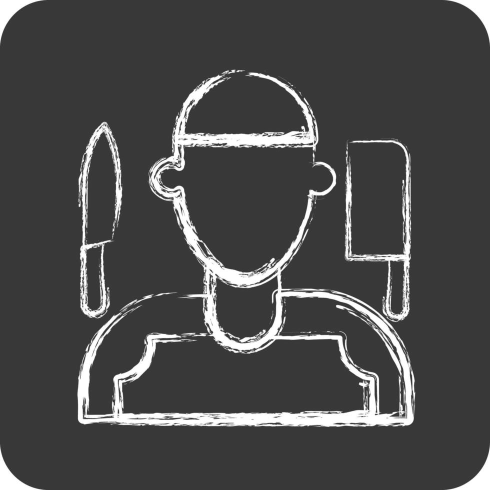 Icon Butcher. related to Eid Al Adha symbol. Chalk Style. simple design editable. simple illustration vector