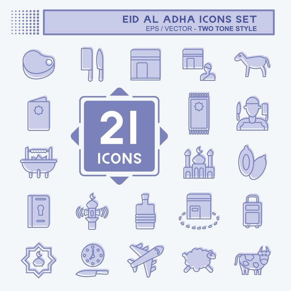 Icon Set Eid Al Adha. related to Islamic symbol. Two Tone Style. simple design editable. simple illustration vector