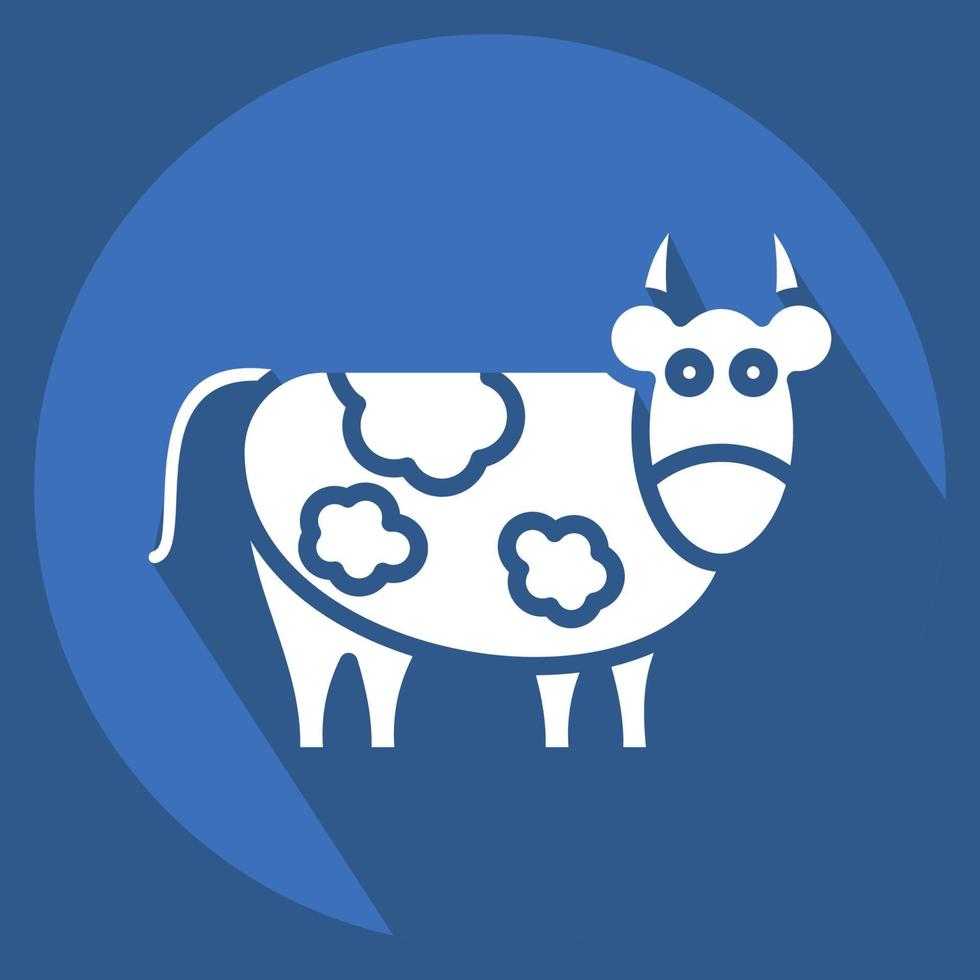 Icon Cow. related to Eid Al Adha symbol. Long Shadow Style. simple design editable. simple illustration vector