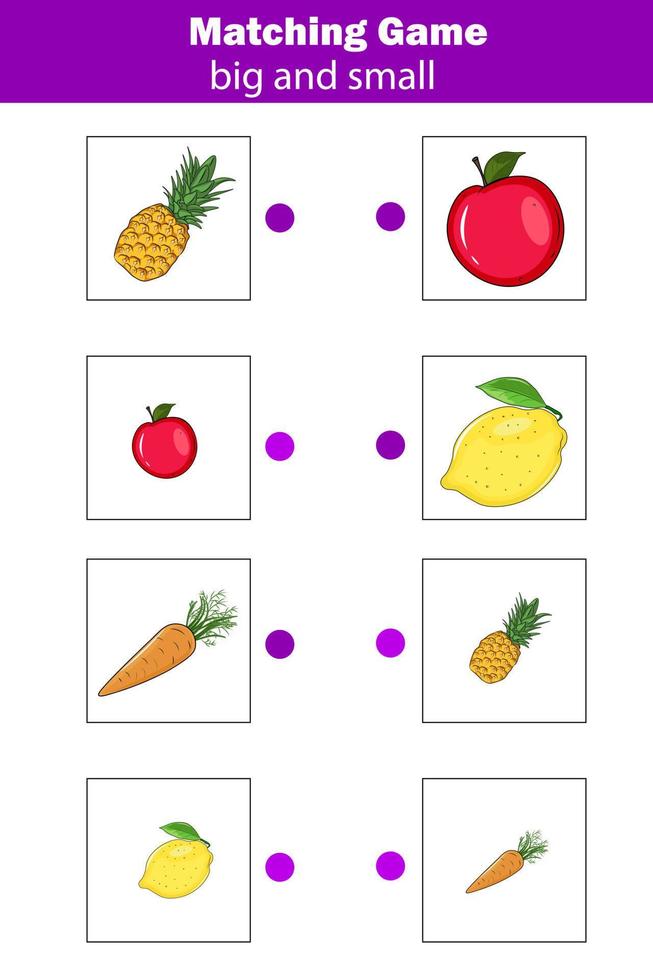 Educational children game. Matching game worksheet for kids. Sorting objects for toddlers. vector