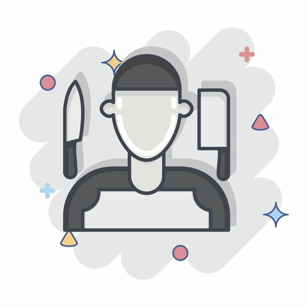 Icon Butcher. related to Eid Al Adha symbol. Comic Style. simple design editable. simple illustration vector