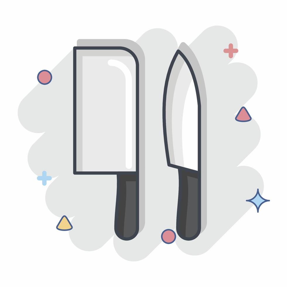 Icon Knives. related to Eid Al Adha symbol. Comic Style. simple design editable. simple illustration vector