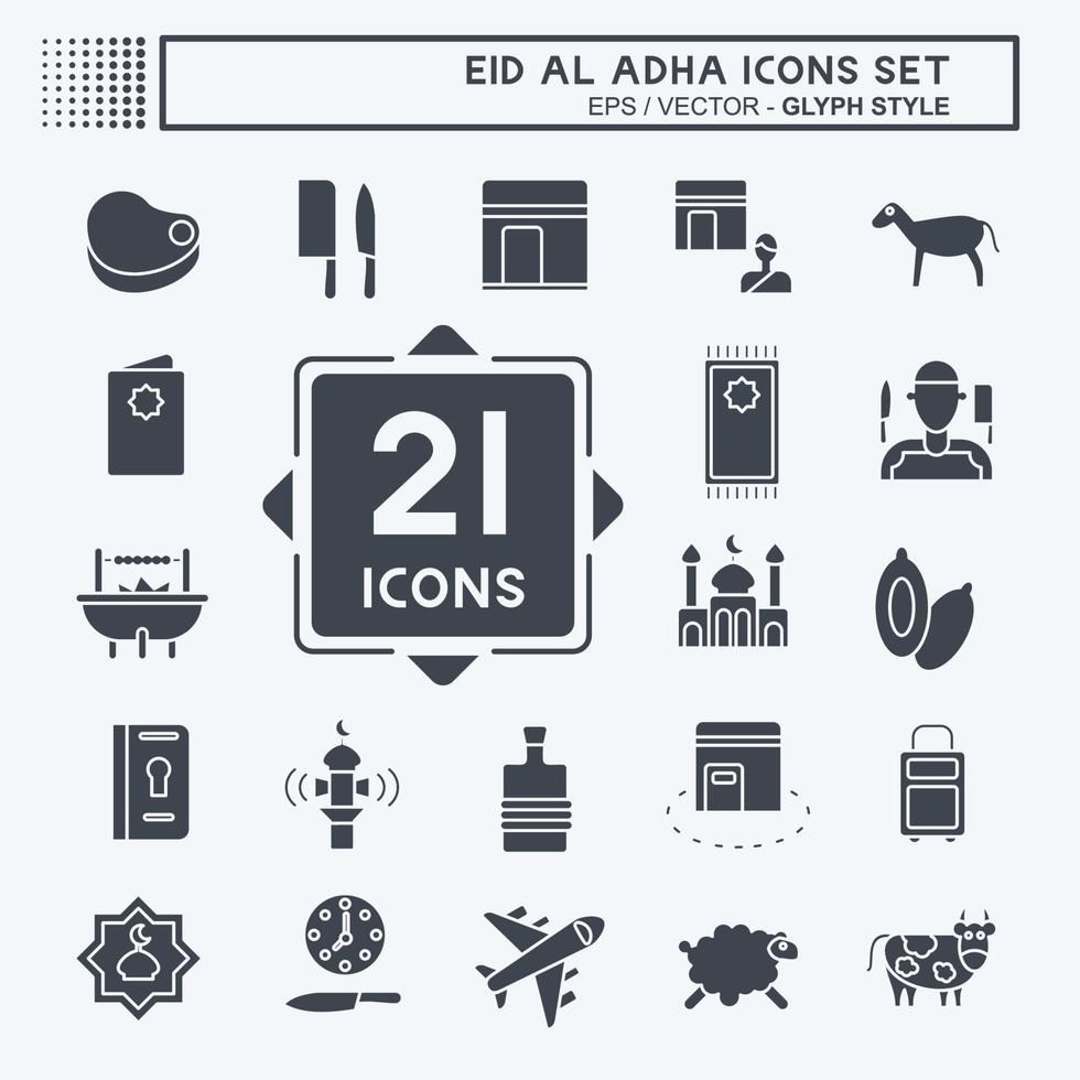 Icon Set Eid Al Adha. related to Islamic symbol. glyph style. simple design editable. simple illustration vector