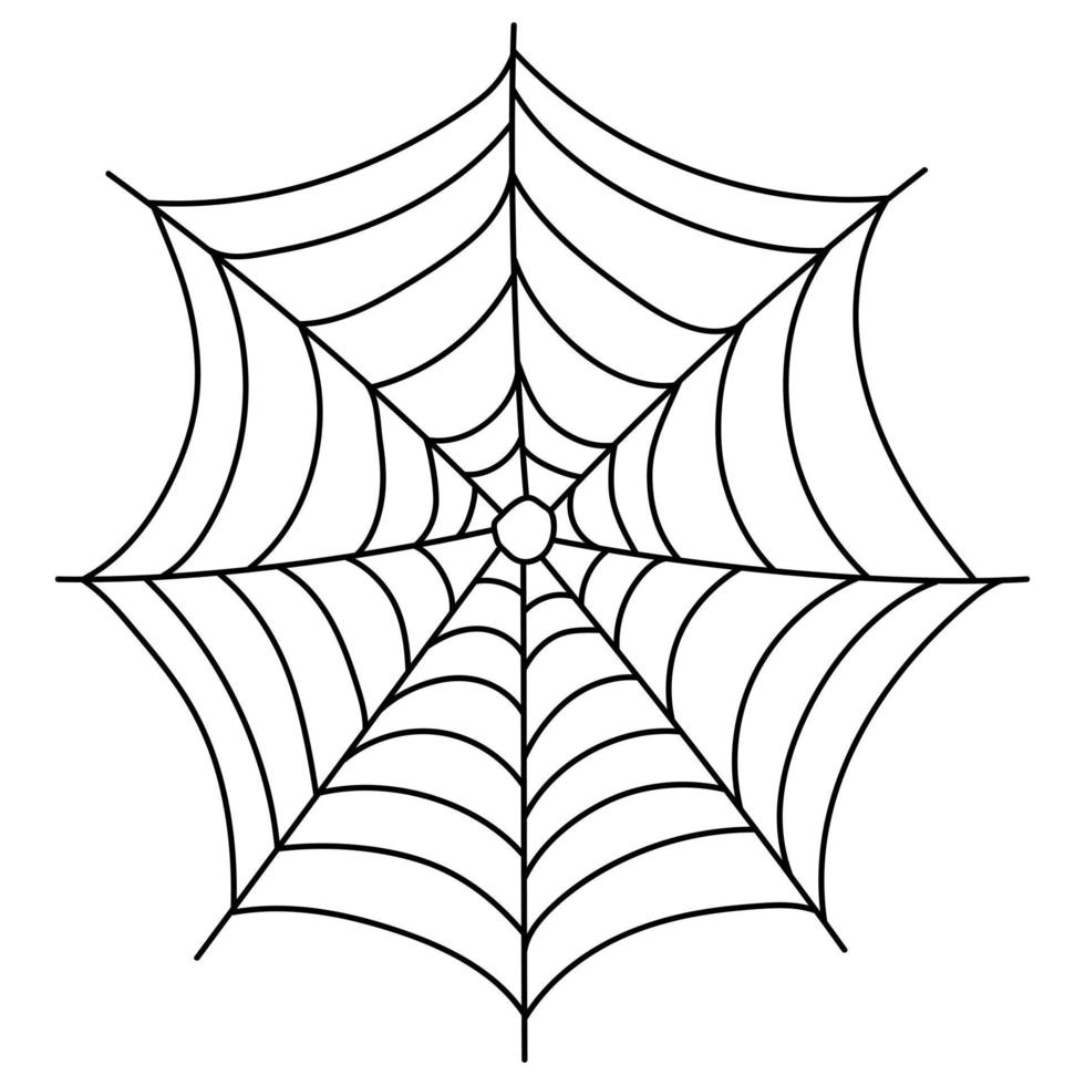 Scary spider web isolated. Spooky Halloween decoration. Outline cobweb illustration vector