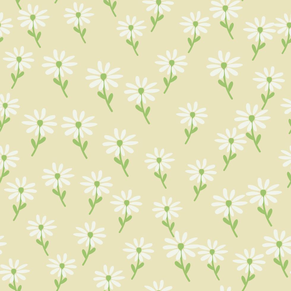 Doodle chamomile seamless pattern. Hand drawn ditsy print. Abstract floral ornament. Simple botanical backdrop. vector