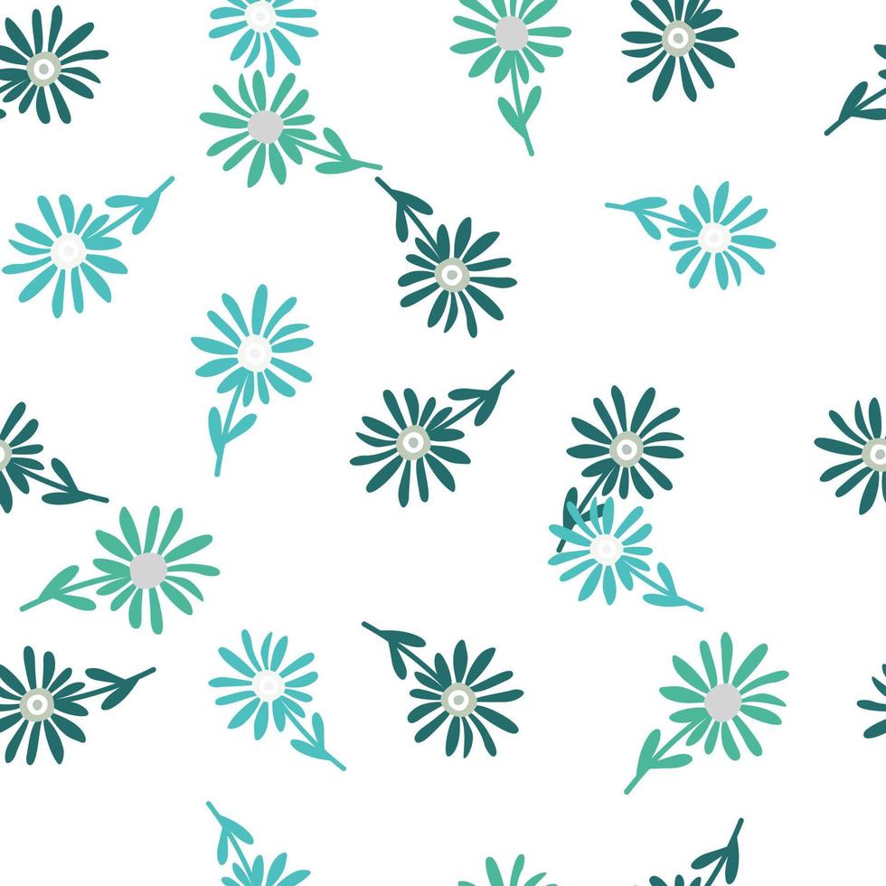 Decorative simple chamomile flower seamless pattern. Simple floral endless background. vector