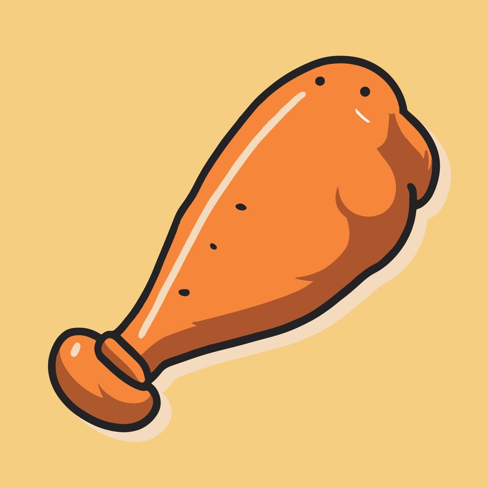 Hand Drawn Chicken Drumstick, colorful  fast food vector illustration