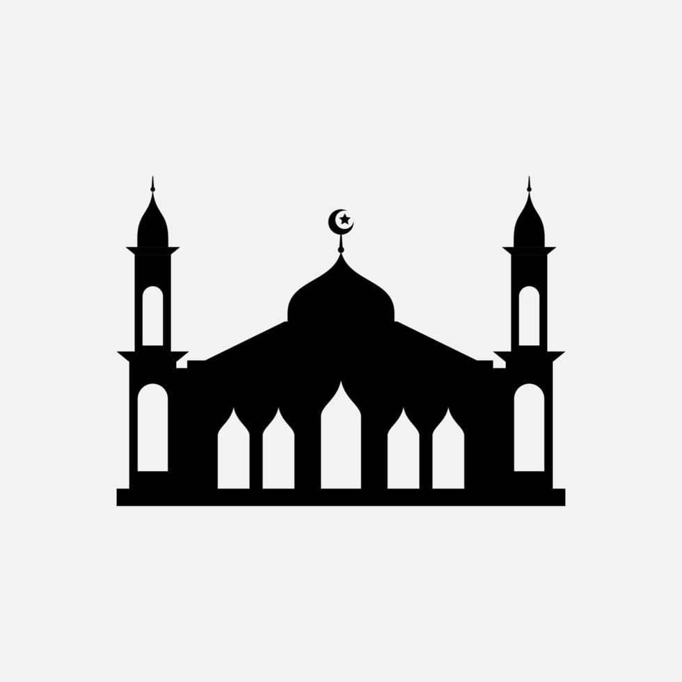 black mosque silhouette isolated on white background vector