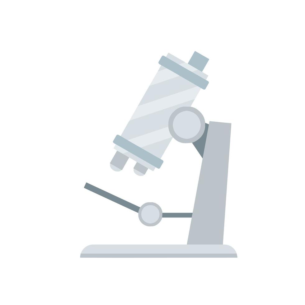 Microscope. Scientific equipment of laboratory. Study of the microcosm. Education and science. Magnifying glass. Flat cartoon icon vector