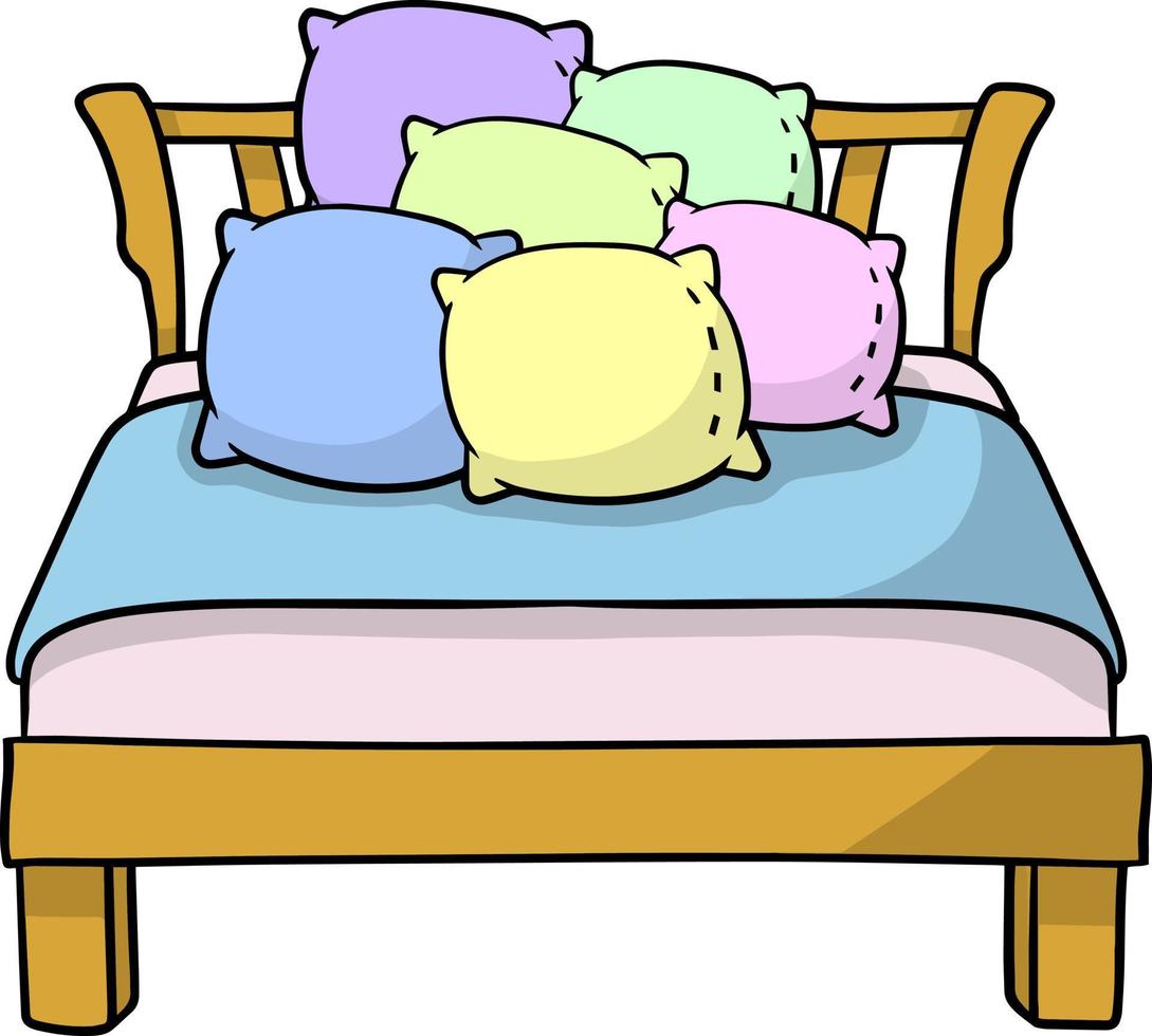 Bed with soft pillow. Bedroom and room element 23083581 Vector Art at