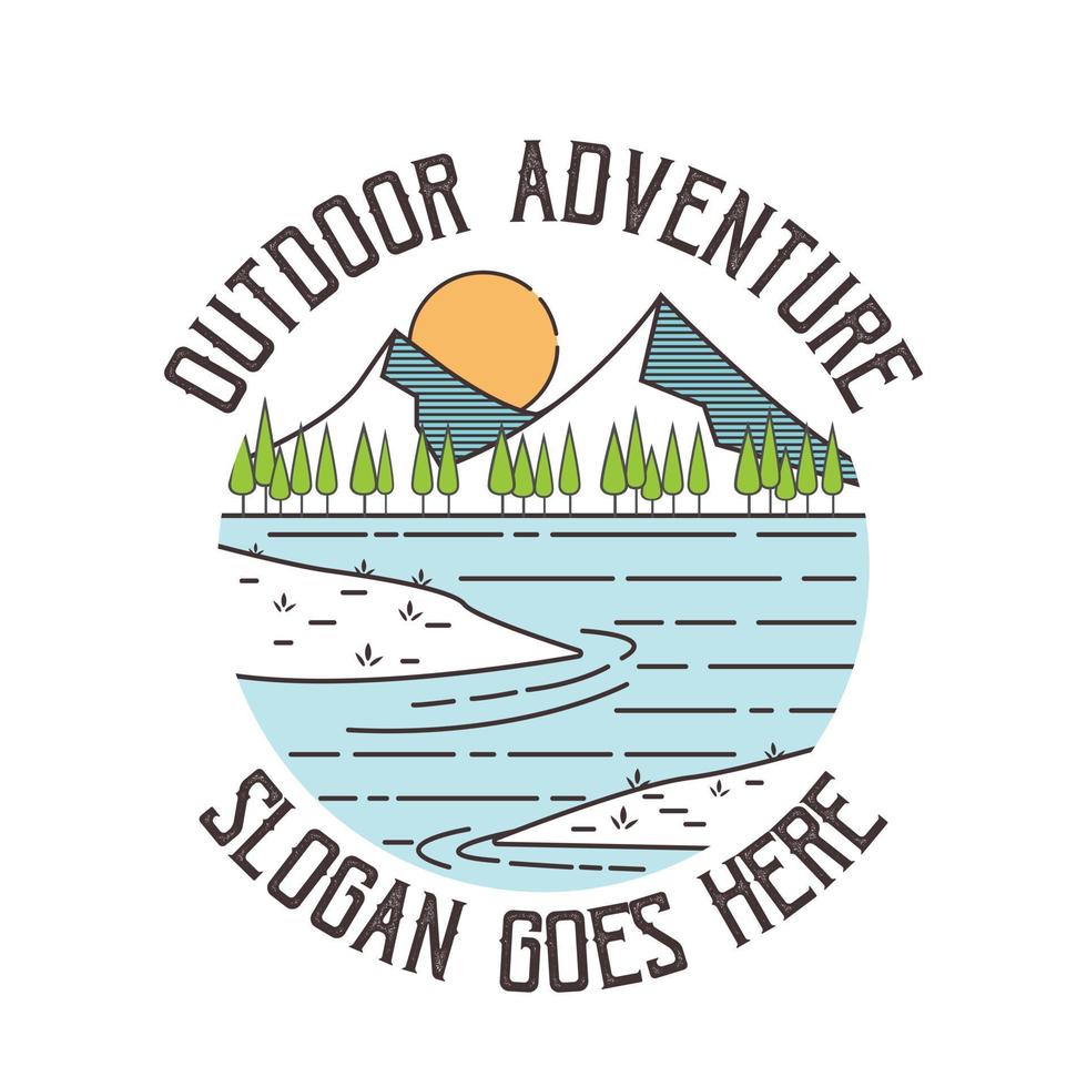 Line art adventure logo template design vector