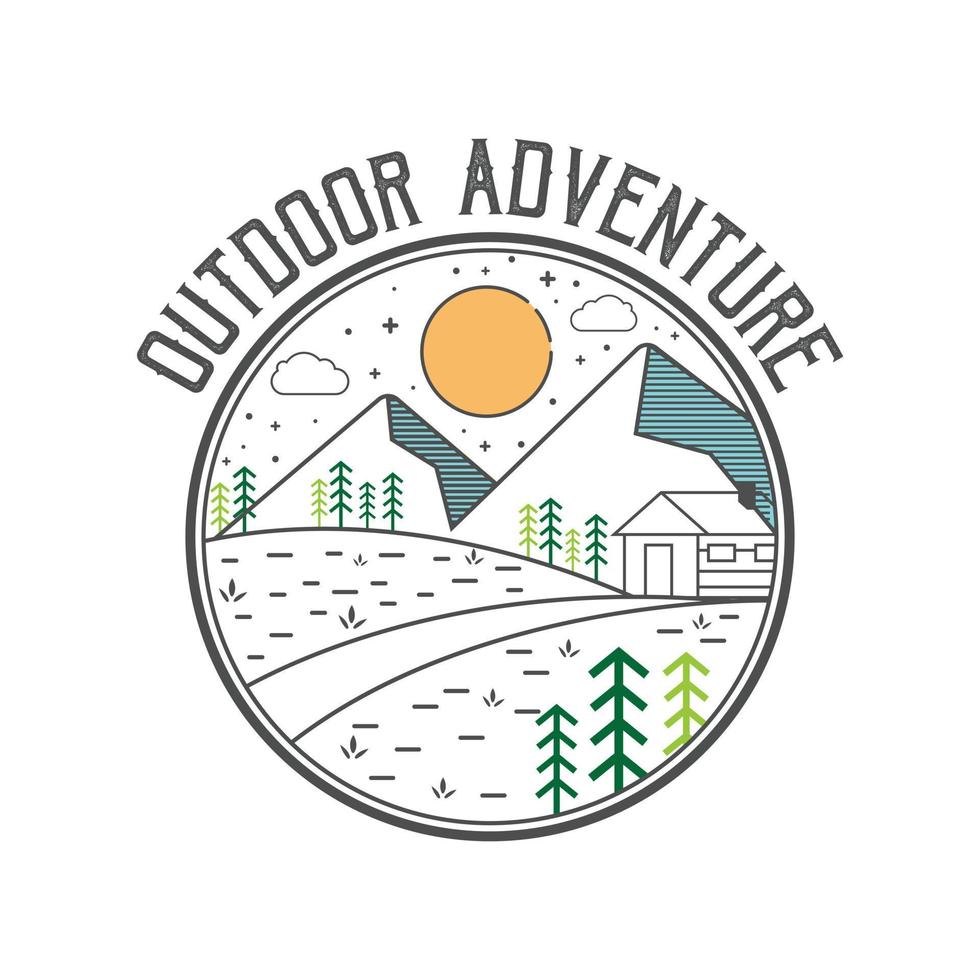 Line art adventure logo template design vector