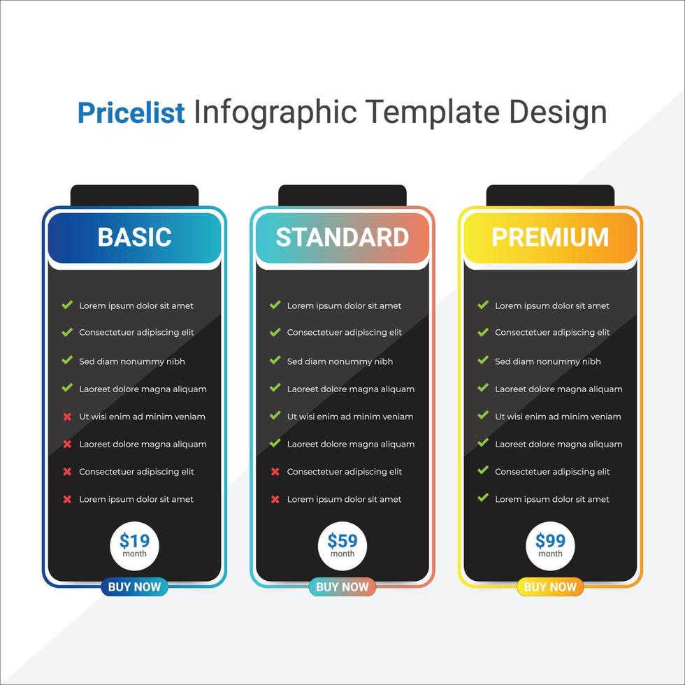 Business pricing comparison boxes corporate minimal table template vector