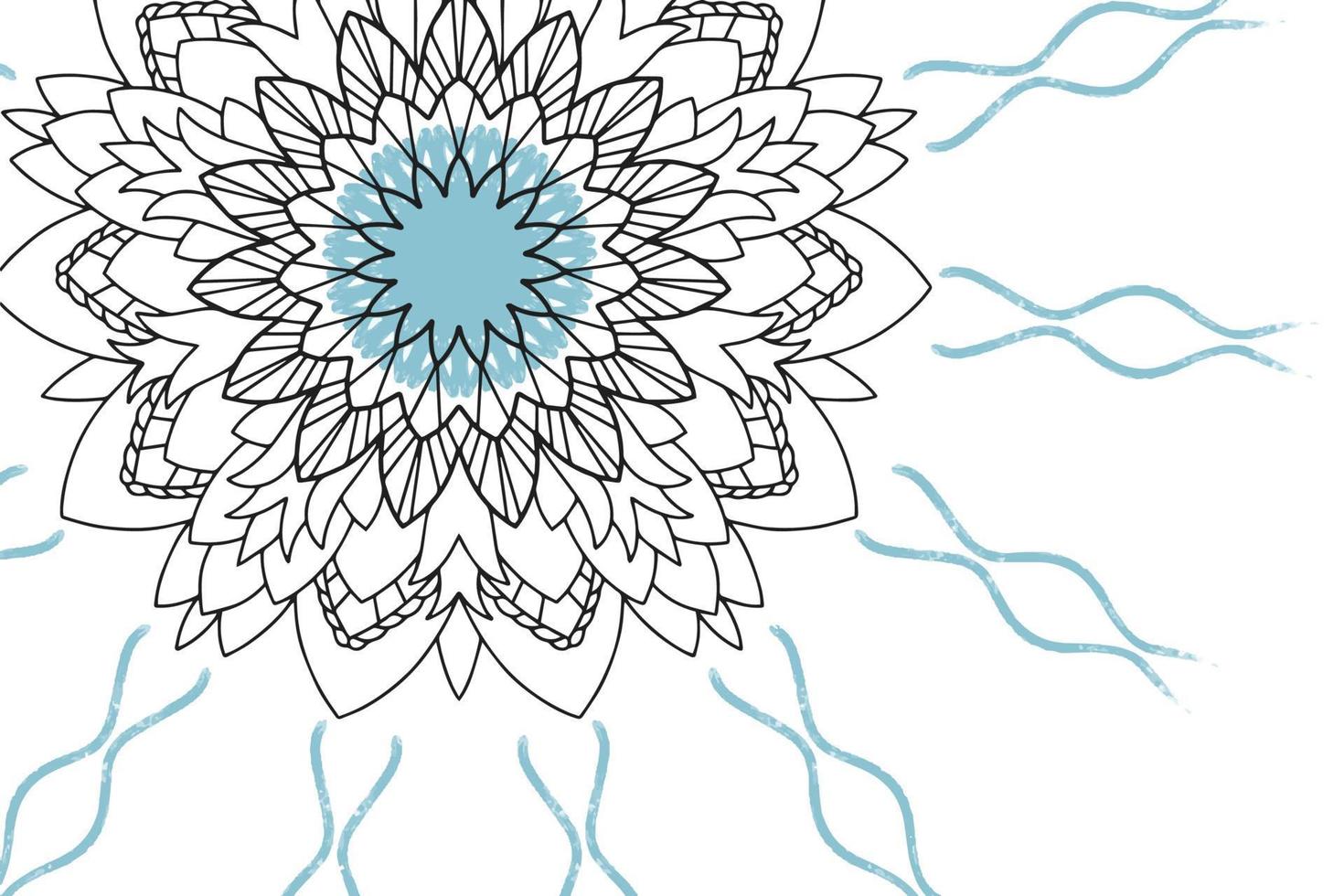 Mandala in doodle and watercolor style, decoration vector