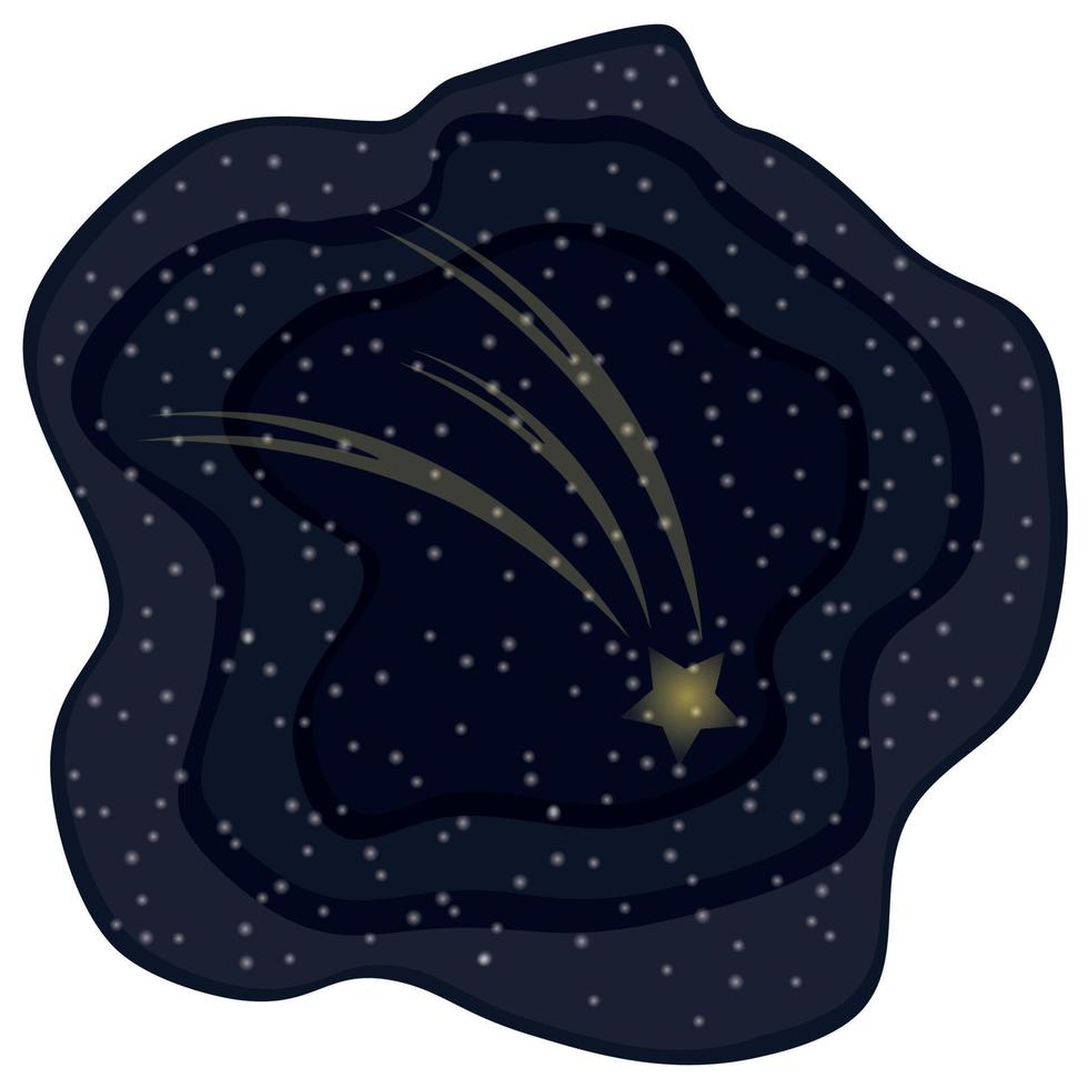 Deep effect layered drawing starry night sky with falling star vector illustration