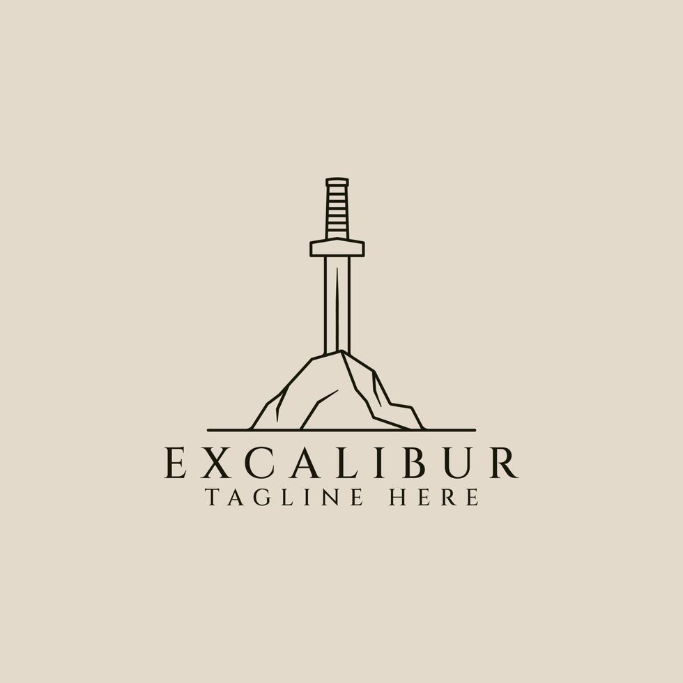 excalibur line art logo, icon and symbol, vector illustration design