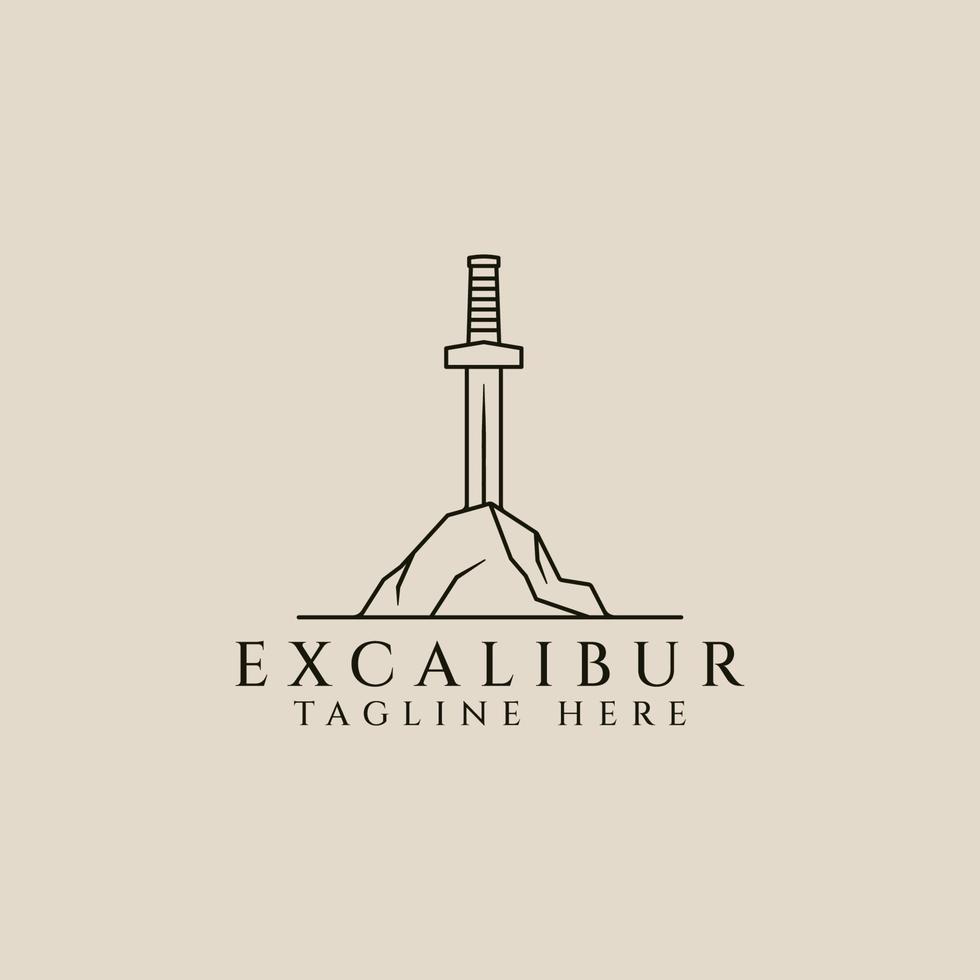 excalibur línea Arte logo, icono y símbolo, vector ilustración diseño