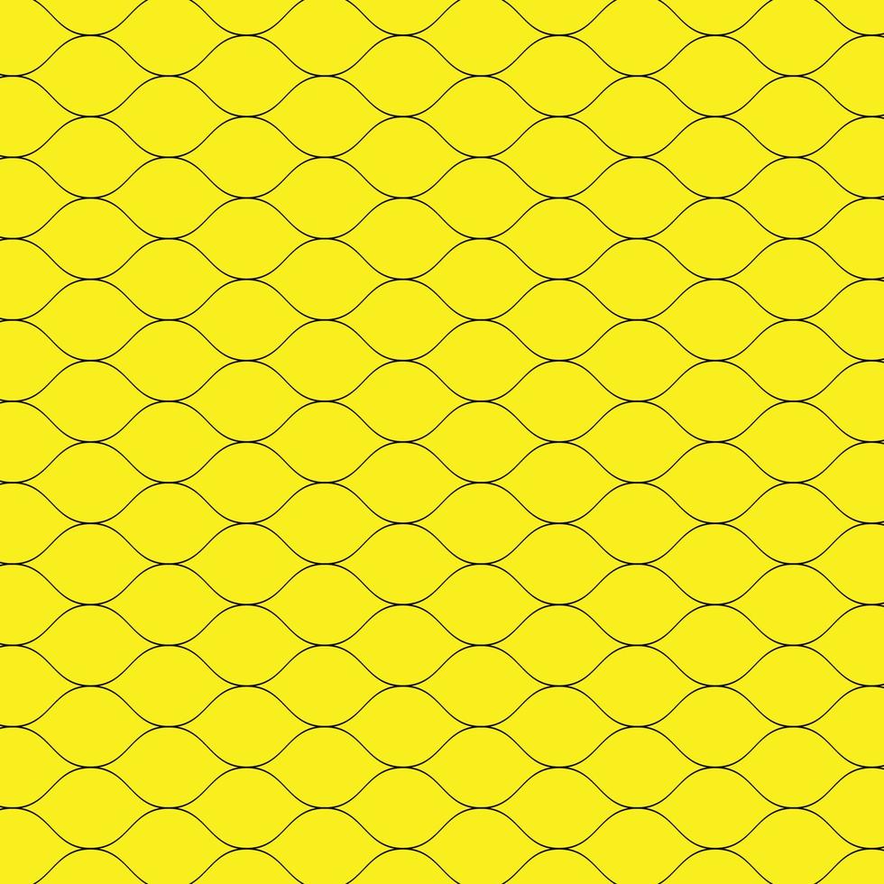 abstract black wave line vector pattern on yellow background.