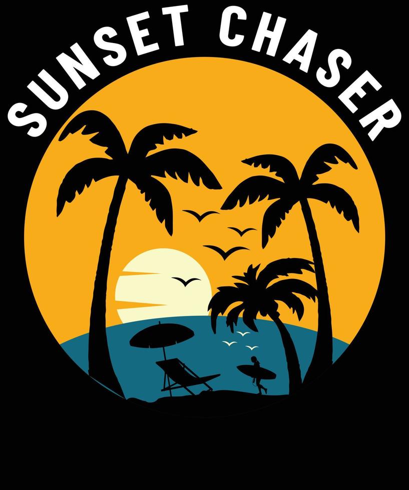 Sunset chaser summer t shirt design vector
