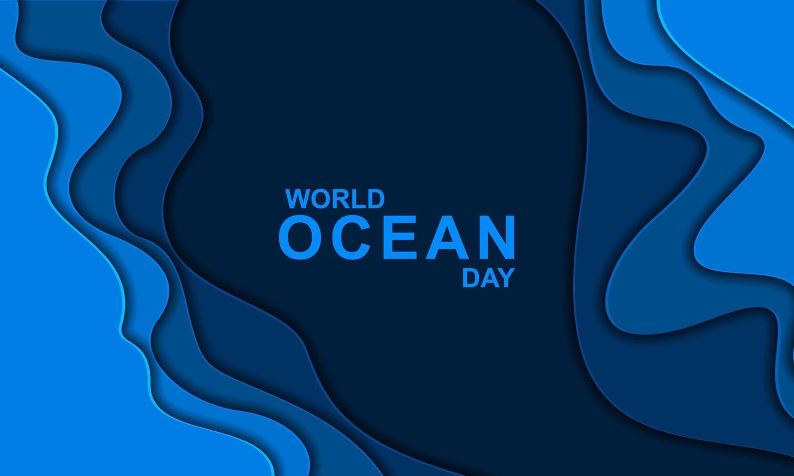 world ocean day cover background. Paper cut underwater sea background vector. vector