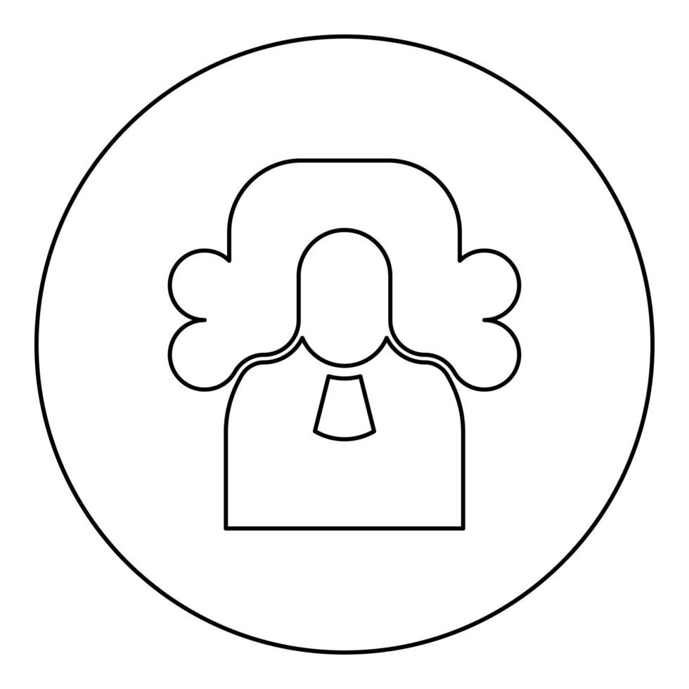 Judge lawyer jury avatar icon in circle round black color vector illustration image outline contour line thin style