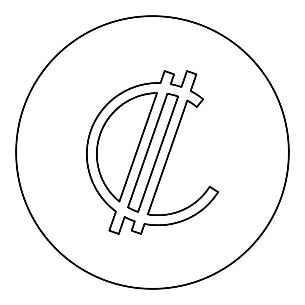 Colon sign currency symbol Costa Rican Salvadoran money CRC icon in circle round black color vector illustration image outline contour line thin style