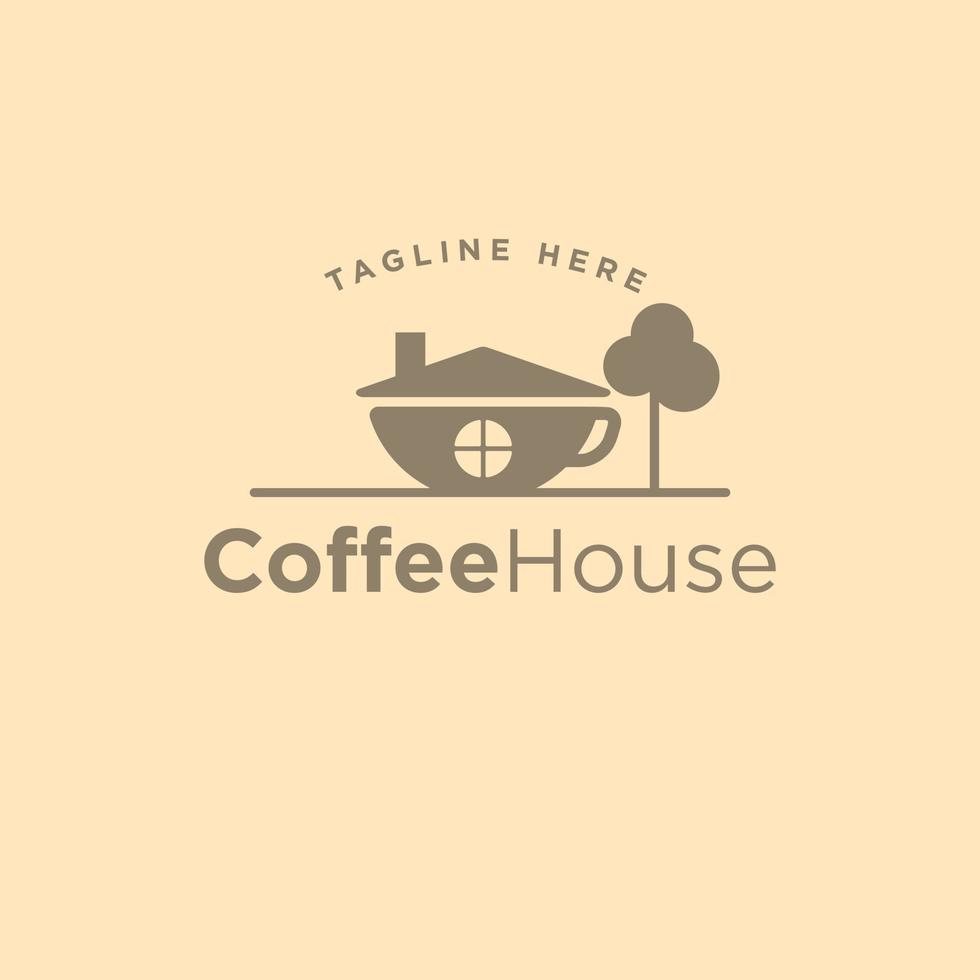 Coffee house logo with cup of coffee and roof icon symbol Free Vector