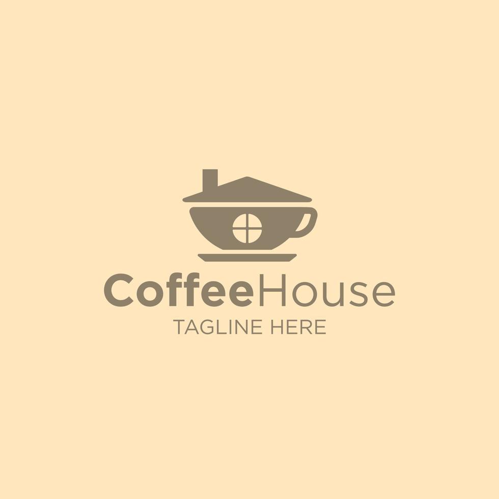 café casa logo con taza de café y techo icono símbolo gratis vector