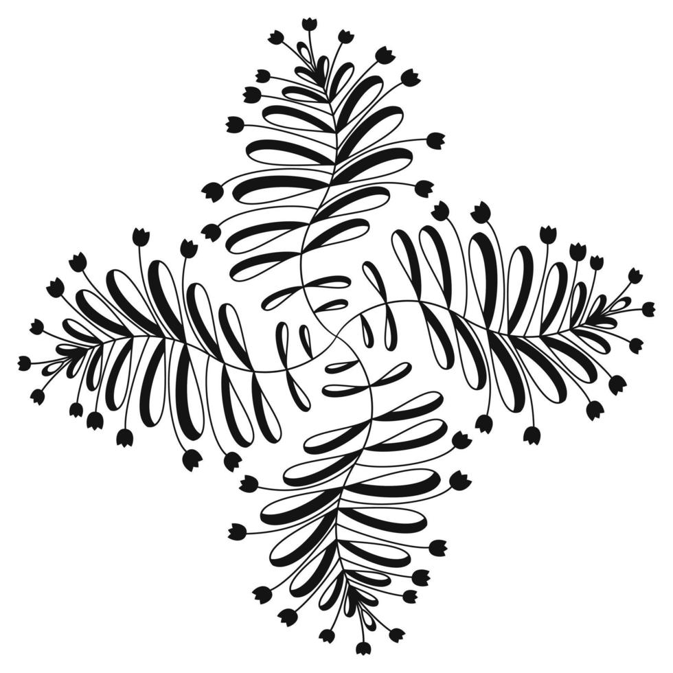 Vector illustration. Abstract pattern on a white background. Plants and flowers