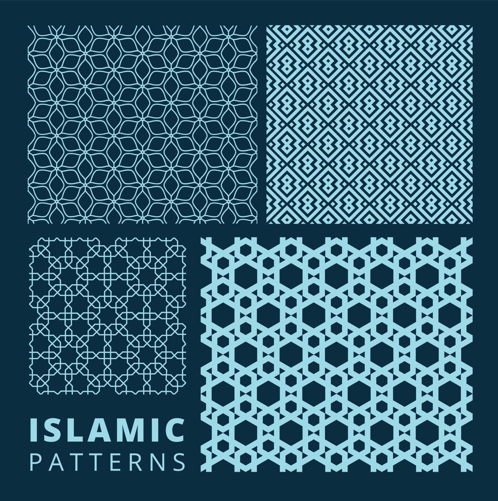 set of islamic patterns vector