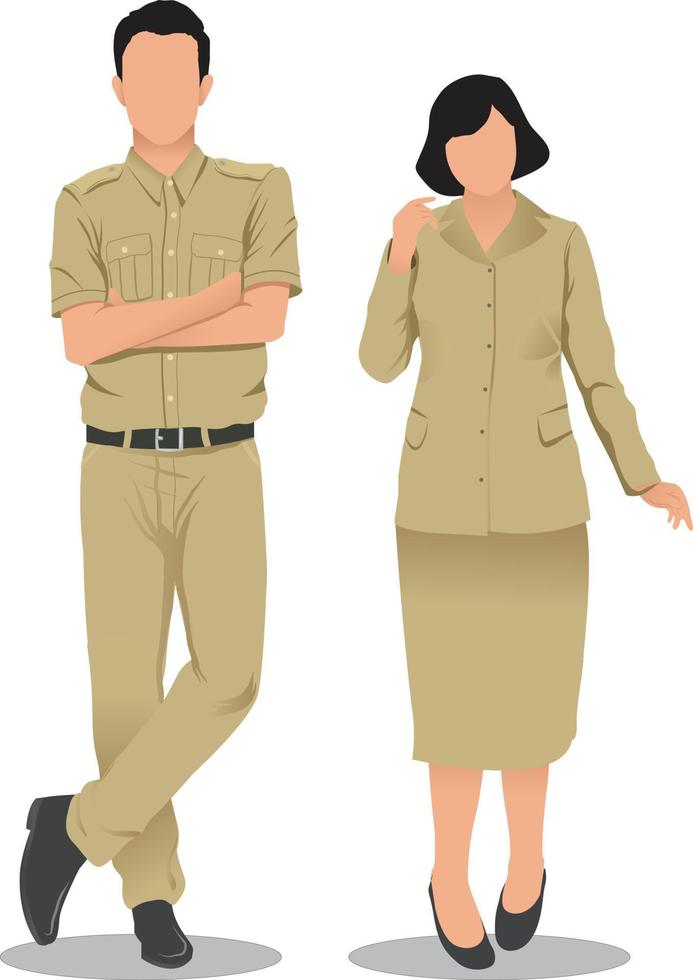Illustration of indonesian civil servant known as PNS vector