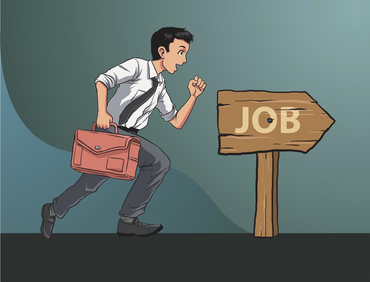 illustration of passionate man finding a job vector