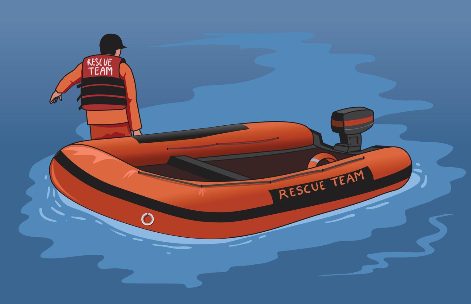 ilustración de rescate equipo barco vector