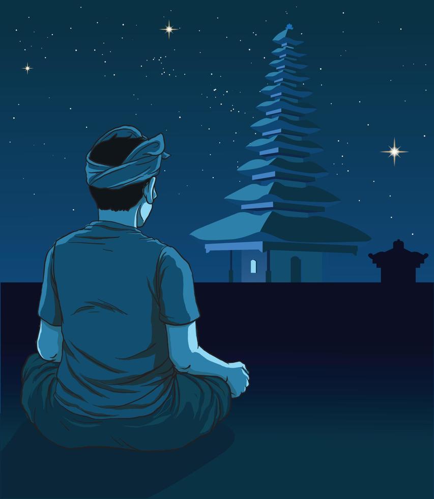 day of silence in bali illustration vector