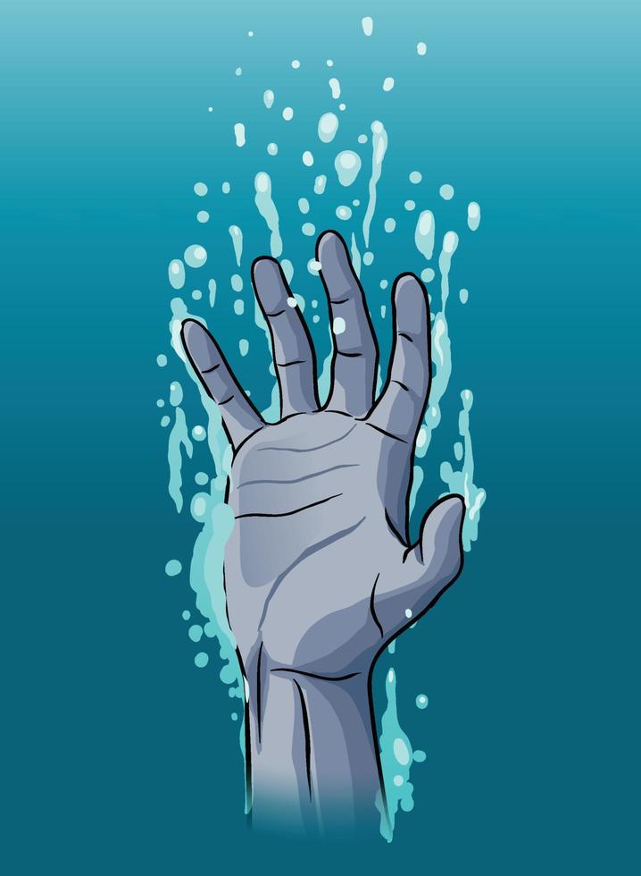 hand drowning illustration with cool color tone vector