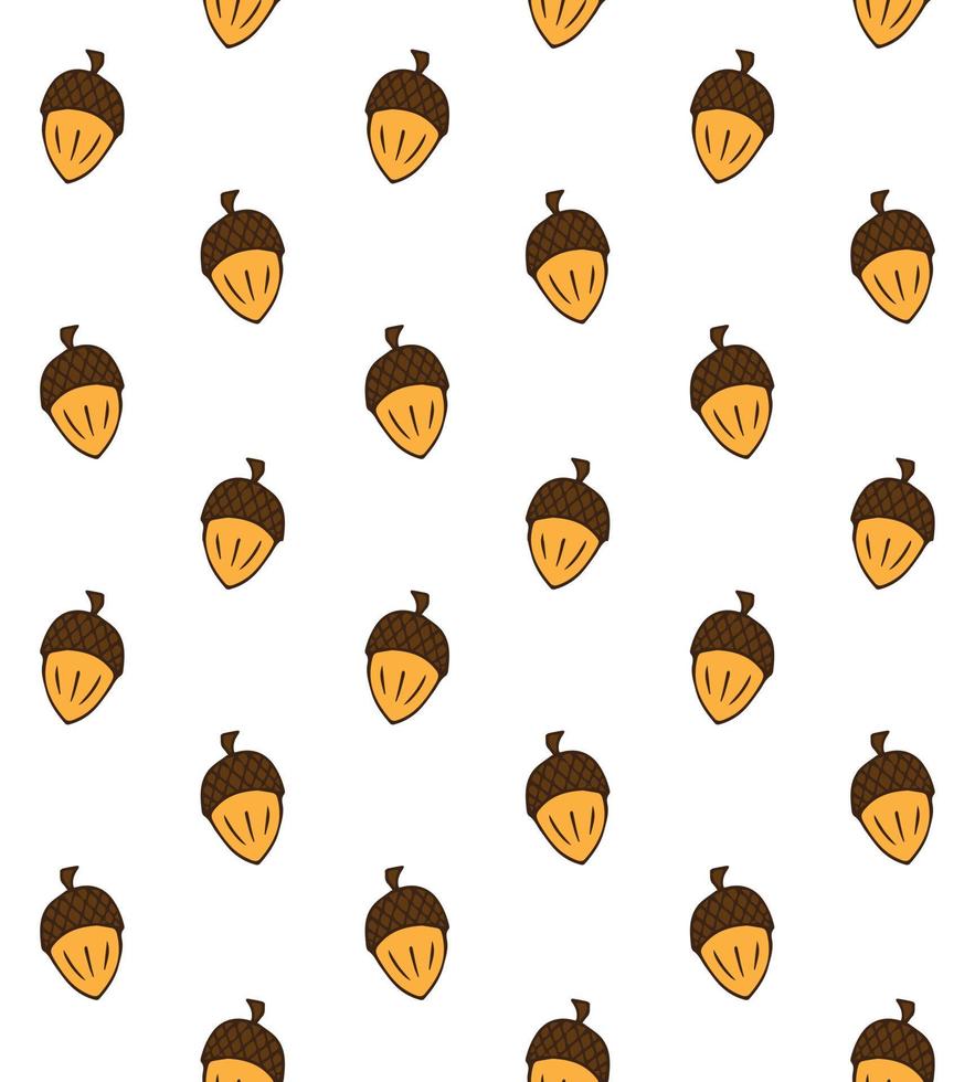 Vector seamless pattern of brown hand drawn acorns